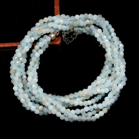 Amazonite Beaded necklace, Three Layer Necklace for women, 925 Sterling silver necklace